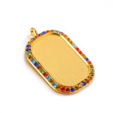 100pcs/lot Alloy DIY accessories  internal diameter24 * 38mm dot diamond rectangular alloy base diamond time gem pendant