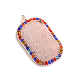 100pcs/lot Alloy DIY accessories  internal diameter24 * 38mm dot diamond rectangular alloy base diamond time gem pendant