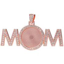 50pcs/lot Alloy letter K-MOM internal diameter 25MM round time gemstone base DIY mobile head set diamond necklace pendant