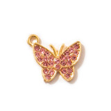 10pcs/lot  High-quality Alloy Colorful diamond butterfly bracelet, clavicle chain, ankle chain, female jewelry pendant, alloy electroplating accessories