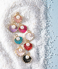 10pcs/lot  High-quality Alloy Pearl shell alloy oil dripping pendant DIY necklace pendant bracelet women accessories