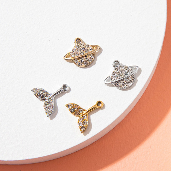 10pcs/lot  High-quality Alloy Diamond satellite fishtail planet alloy electroplating pendant DIY earrings necklace women accessories