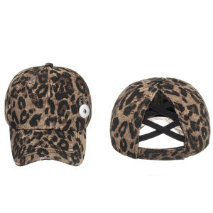 Leopard Print Tiger Print Ponytail Baseball Cap Haircut Cap Peaked Cap Sun Hat  18mm Snaps button jewelry wholesale