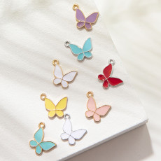 10pcs/lot  High-quality Alloy Solid butterfly cartoon pendant earrings bracelet female diy pendant alloy oil dripping accessories