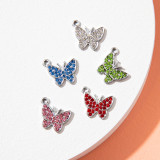 10pcs/lot  High-quality Alloy Colorful diamond butterfly bracelet, clavicle chain, ankle chain, female jewelry pendant, alloy electroplating accessories