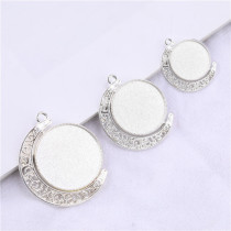 100pcs/lot Alloy Inner diameter 20MM 25MM 30MM alloy jewelry  silvery accessories diy time gem moon hollow 360 degree rotation double-sided alloy bottom bracket
