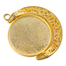 100pcs/lot Alloy Inner diameter 20MM 25MM 30MM alloy jewelry gold accessories diy time gem moon hollow 360 degree rotation double-sided alloy bottom bracket