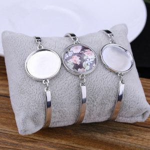 100pcs/lot Alloy  jewelry accessories diy, inner diameter 20MM, 25MM, round time, precious stone bottom support bracelet