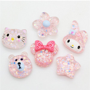 12MM Cartoon Barbie Bright Pink Flower Minnie resin ornaments Snaps Buttons