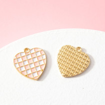 10pcs/lot  High-quality Alloy DIY new alloy electroplating oil dripping accessories checker love cartoon jewelry bracelet pendant pendant