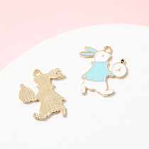10pcs/lot  High-quality Alloy DIY oil dripping electroplating accessories pocket watch rabbit cartoon jewelry pendant pendant bracelet small pendant