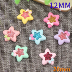 12MM Pink glitter star bow tie resin ornaments Snaps Buttons