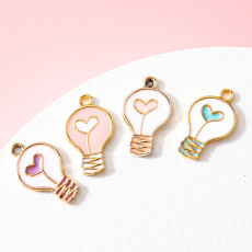 10pcs/lot  High-quality Alloy Love bulb cartoon pendant earring bracelet female diy pendant alloy electroplating oil dripping accessories