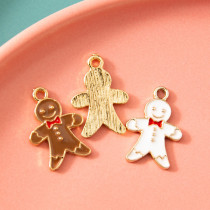 10pcs/lot  High-quality Alloy Gingerbread Man Christmas Cartoon Necklace Pendant Bracelet diy pendant Alloy oil dripping accessories