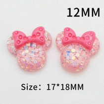 12MM Cartoon Barbie Bright Pink Flower Minnie resin ornaments Snaps Buttons