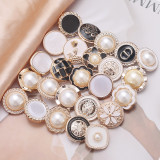 21MM Pearl flower enamel rhinestones  resin  snap buttons