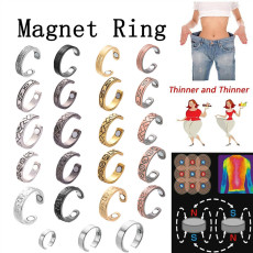 Stainless steel creative ring magnetic health care ring rose gold magnet open ring gold silver