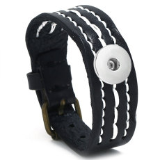 Cowhide bracelet Simple men's bracelet Leather genuine leather bracelet for 18MM jewelry snap