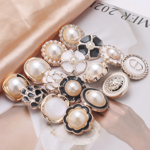 21MM Pearl flower enamel rhinestones  resin  snap buttons