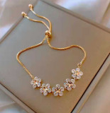 Flower Star Diamond Alloy Adjustable Length Bracelet