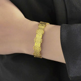 Stainless steel 14k gold hollow snowflake panel opening adjustable bracelet