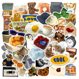 50pcs Milk electric car breakfast graffiti stickers decorative suitcase notebook waterproof detachable stickers