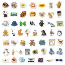 50pcs Milk electric car breakfast graffiti stickers decorative suitcase notebook waterproof detachable stickers