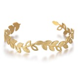 Stainless Steel Irregular Hollow Branch Leaf Opening Adjustable Bracelet