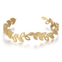 Stainless Steel Irregular Hollow Branch Leaf Opening Adjustable Bracelet