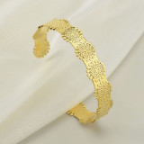 Stainless steel 14k gold hollow snowflake panel opening adjustable bracelet