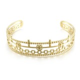 Stainless steel 4-layer dot flower panel C-shaped opening adjustable bracelet