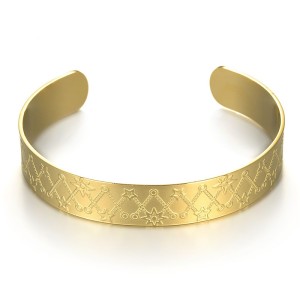 Stainless steel five pointed star embellished opening adjustable bracelet