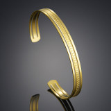 Stainless steel 14k gold hollow smooth dot C-shaped opening adjustable bracelet