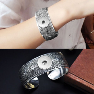 18MM Metal Snap buttons Bangle  Ancient silver bracelet  Snaps button jewelry wholesale