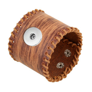 Punk wide leather bracelet  genuine leather  18MM Snaps button jewelry wholesale