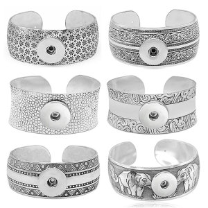 18MM Metal Snap buttons Bangle  Ancient silver bracelet  Snaps button jewelry wholesale