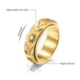 Stainless steel star moon sun ring rotatable decompression ring