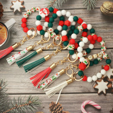 Christmas New Silicone Bead Bracelet Wood Bead Bracelet Christmas Gift Silicone Bead Bracelet