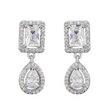 Geometric Square Earrings Feminine Elegant Water Drop Zircon Earrings