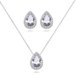 Two piece set of water drop necklace earrings inlaid AAA zircon jewelry set