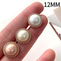 12MM Gold Silver Pearl Round Metal snap button  DIY jewelry