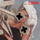 12MM Four leaf clover with rhinestone Metal snap button  DIY jewelry
