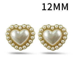 12mm Pearl Love Metal snap button  DIY jewelry