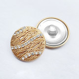 20MM Striped wavy fishbone diamond inlaid Metal snap button charms