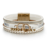 Simple leather bracelet Multi layer hand woven bracelet