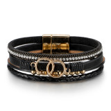 Simple leather bracelet Multi layer hand woven bracelet