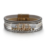 Simple leather bracelet Multi layer hand woven bracelet