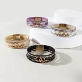 Simple leather bracelet Multi layer hand woven bracelet