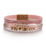 Simple leather bracelet Multi layer hand woven bracelet