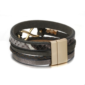 Braided leather figure 8 bracelet alloy bracelet magnet clasp